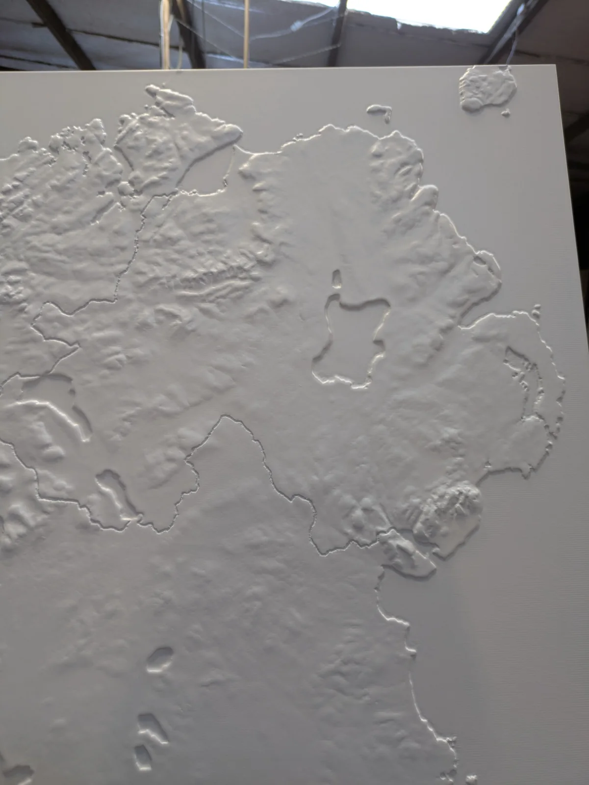 Close detail of the painted white terrain relief